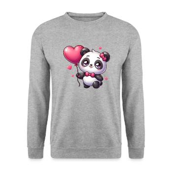 panda kawaii - Sweat-shirt Unisexe - gris chiné - Devant - Alina (178cm) & Michal (187cm)