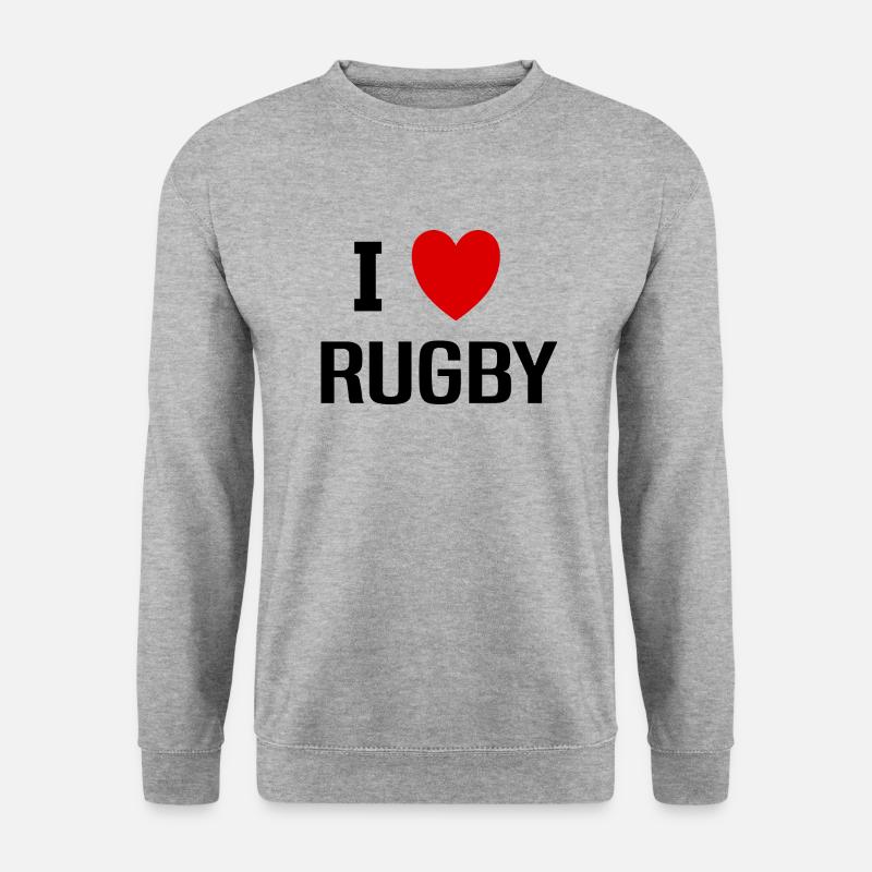 Ich liebe Rugby - Unisex Pullover - Weißgrau meliert