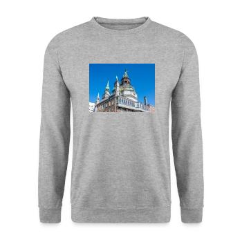 Notre Dame de Bon Secours Chapel, Montréal, Québec - Unisex Pullover - Weißgrau meliert - Vorne - Alina (178cm) & Michal (187cm)