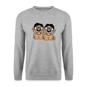 2 chiens nerds lunettes à monture de corne geeks bretelles intelligentes - Sweat-shirt Unisexe - gris chiné - Devant - Alina (178cm) & Michal (187cm)