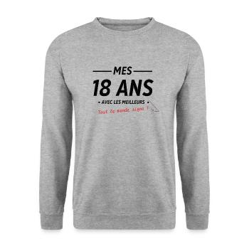 18th Birthday Boy Girl 18 Year Old 2007 Funny - Unisex Sweatshirt - salt & pepper - Front - Alina (178cm) & Michal (187cm)