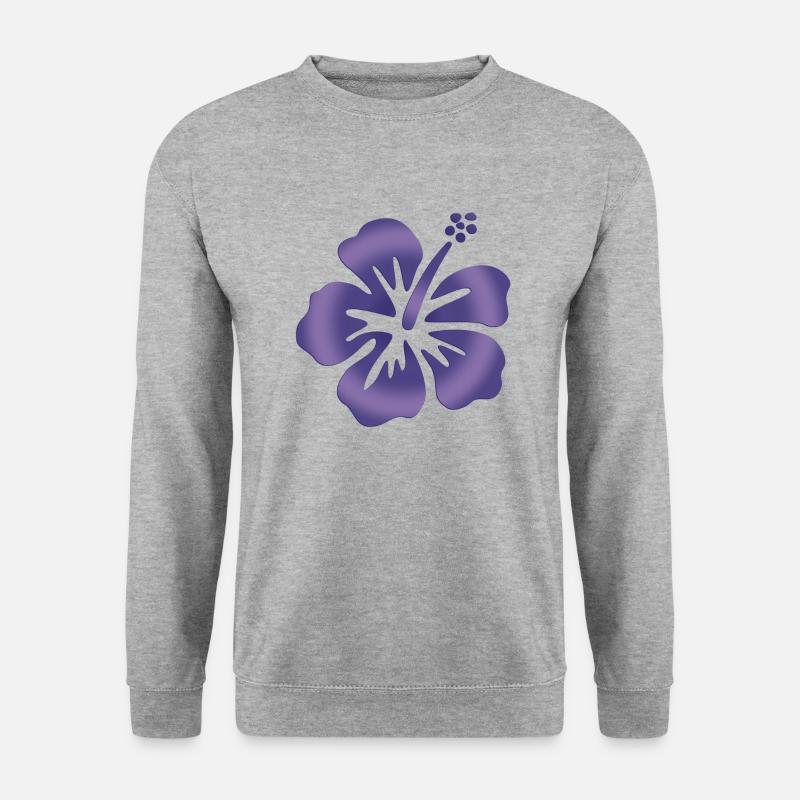 Hibiscus Blau - Unisex Pullover - Weißgrau meliert