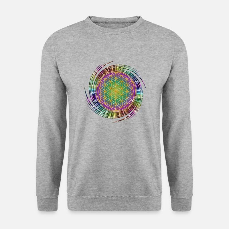 Blume des Lebens - Spirale - Unisex Pullover - Weißgrau meliert