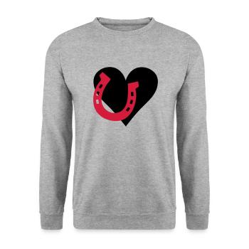 Pferd - Love Horse - Liebe Pferde - Unisex Pullover - Weißgrau meliert - Vorne - Alina (178cm) & Michal (187cm)