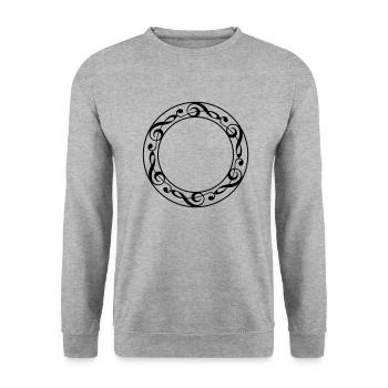 Music notes violin clef frame YOUR TEXT - Unisex Pullover - Weißgrau meliert - Vorne - Alina (178cm) & Michal (187cm)