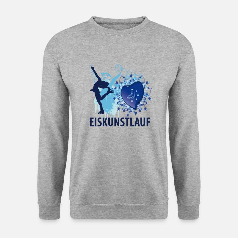 Love Eiskunstlauf Blau - Unisex Pullover - Weißgrau meliert