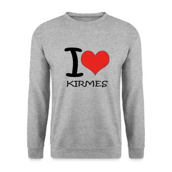 I Love Kirmes - Unisex Pullover - Weißgrau meliert - Vorne - Alina (178cm) & Michal (187cm)