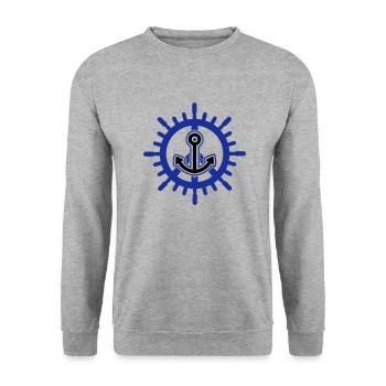 Frieden der Seefahrt / peace at sea (2c) - Unisex Sweatshirt - salt & pepper - Front - Alina (178cm) & Michal (187cm)