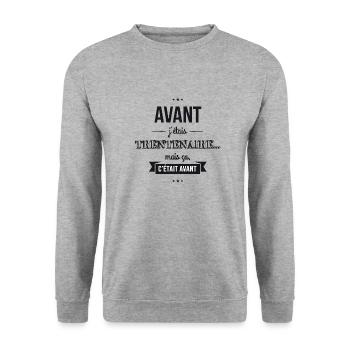 TSHIRT - avant-jetais-trentenaire - Sweat-shirt Unisexe - gris chiné - Devant - Alina (178cm) & Michal (187cm)