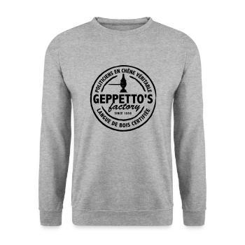 geppetto's factory-politique-anarchie - Sweat-shirt Unisexe - gris chiné - Devant - Alina (178cm) & Michal (187cm)
