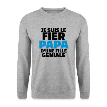 le fier papa d'une fille géniale - Sweat-shirt Unisexe - gris chiné - Devant - Alina (178cm) & Michal (187cm)
