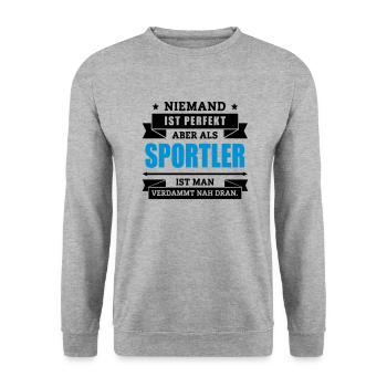 Funshirt Sportler - Unisex Pullover - Weißgrau meliert - Vorne - Alina (178cm) & Michal (187cm)