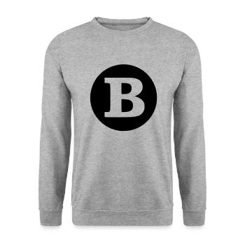 B - Buchstabe SOLO transparent - Unisex Pullover - Weißgrau meliert - Vorne - Alina (178cm) & Michal (187cm)