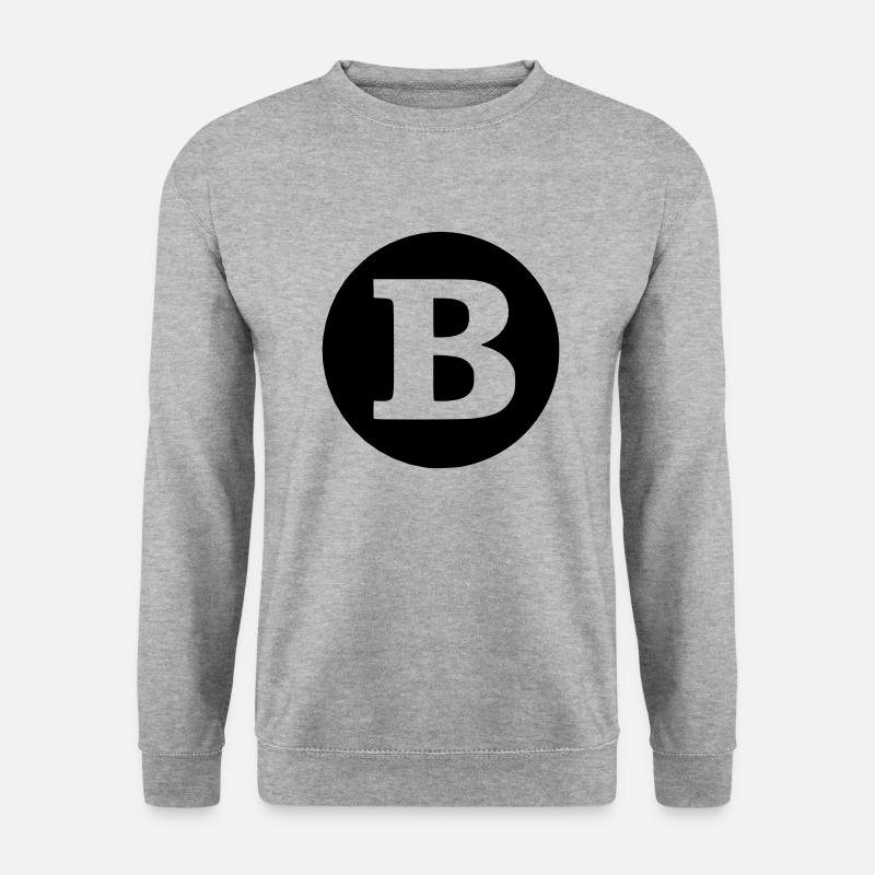 B - Buchstabe SOLO transparent - Unisex Pullover - Weißgrau meliert