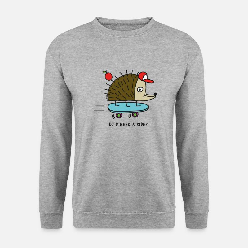Skater Igel by Cheslo - Unisex Pullover - Weißgrau meliert