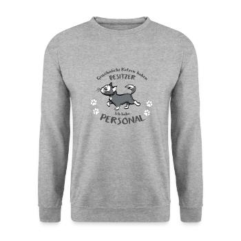 Lustiges Katzen Geschenk - Unisex Pullover - Weißgrau meliert - Vorne - Alina (178cm) & Michal (187cm)
