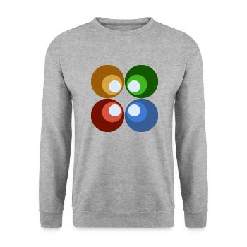 Retrokreise bunt - Unisex Pullover - Weißgrau meliert - Vorne - Alina (178cm) & Michal (187cm)