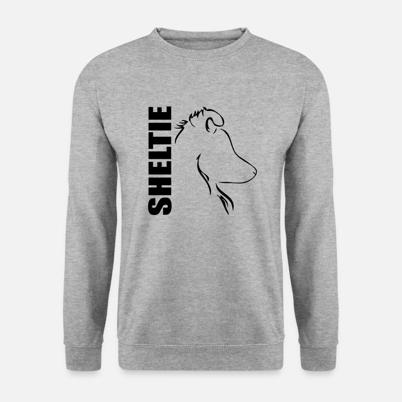 SHELTIE PROFIL Hund Hunde Wilsigns - Unisex Pullover - Weißgrau meliert