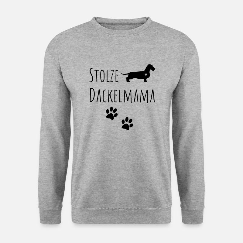 Stolze Dackelmama - Unisex Pullover - Weißgrau meliert