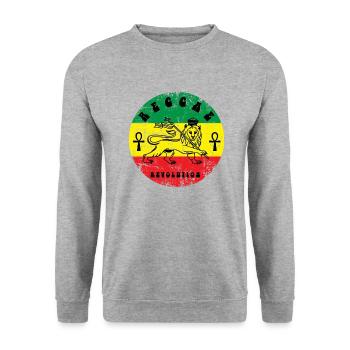 Reggae - Unisex Pullover - Weißgrau meliert - Vorne - Alina (178cm) & Michal (187cm)