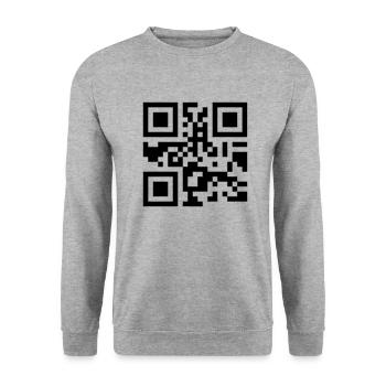 Single Barcode - Unisex Pullover - Weißgrau meliert - Vorne - Alina (178cm) & Michal (187cm)