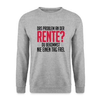 Rente und nie einen tag frei - Unisex Pullover - Weißgrau meliert - Vorne - Alina (178cm) & Michal (187cm)