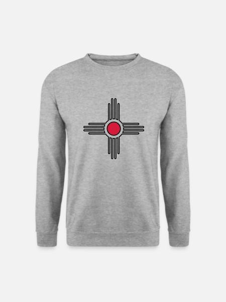 Zia Sonne, Mexiko, Indianer Symbol - Unisex Pullover - Weißgrau meliert