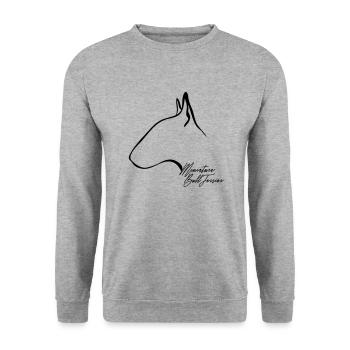 MINIATURE BULL TERRIER Profil Wilsigns - Unisex Pullover - Weißgrau meliert - Vorne - Alina (178cm) & Michal (187cm)