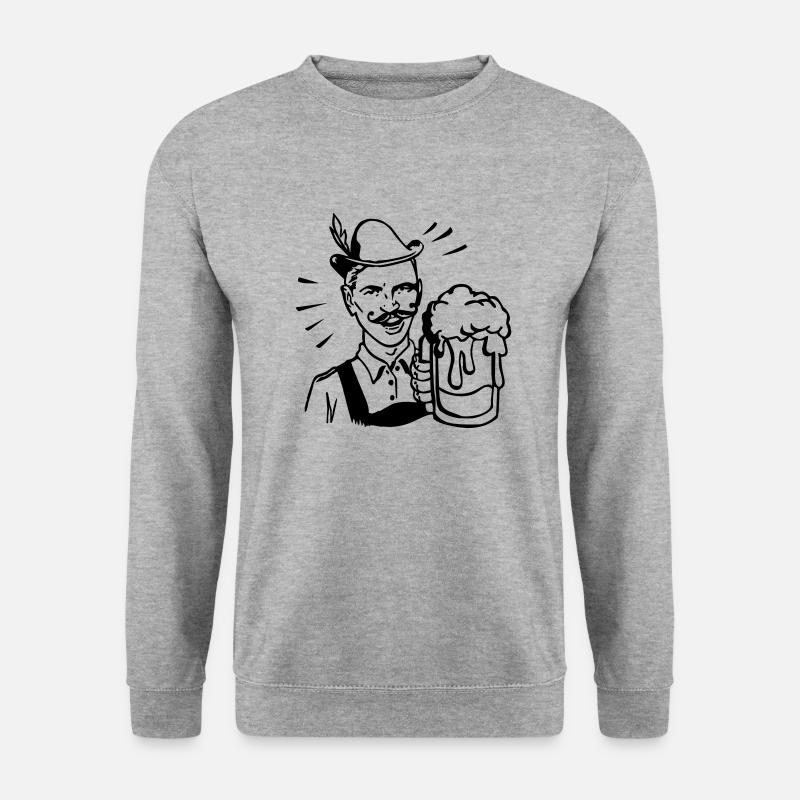 retro guy with beer - Unisex Pullover - Weißgrau meliert