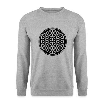 Die Blume des Lebens - Flower of Life - gestanzt - Unisex Pullover - Weißgrau meliert - Vorne - Alina (178cm) & Michal (187cm)