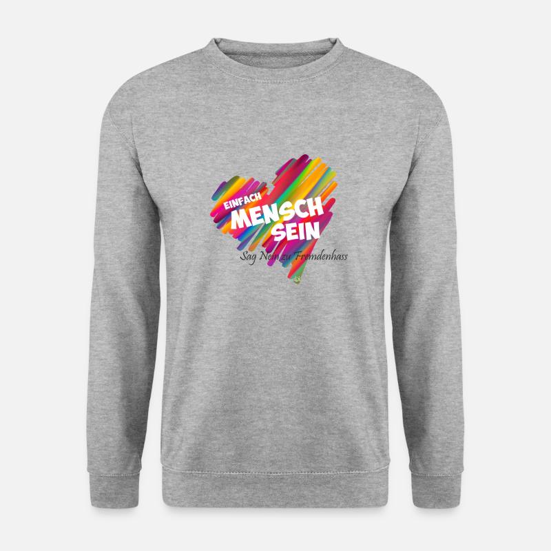 Einfach Mensch sein - black - Unisex Pullover - Weißgrau meliert