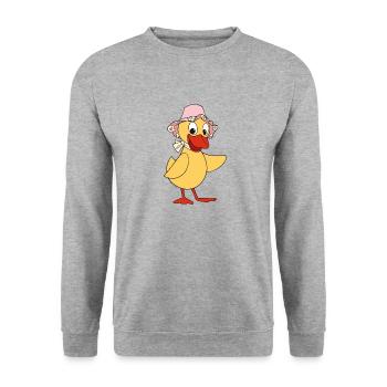 Schnatterinchen - Unisex Pullover - Weißgrau meliert - Vorne - Alina (178cm) & Michal (187cm)