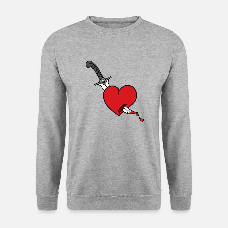 Heart knife de - Unisex Pullover - Weißgrau meliert