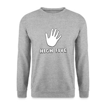 High Five - Unisex Pullover - Weißgrau meliert - Vorne - Alina (178cm) & Michal (187cm)