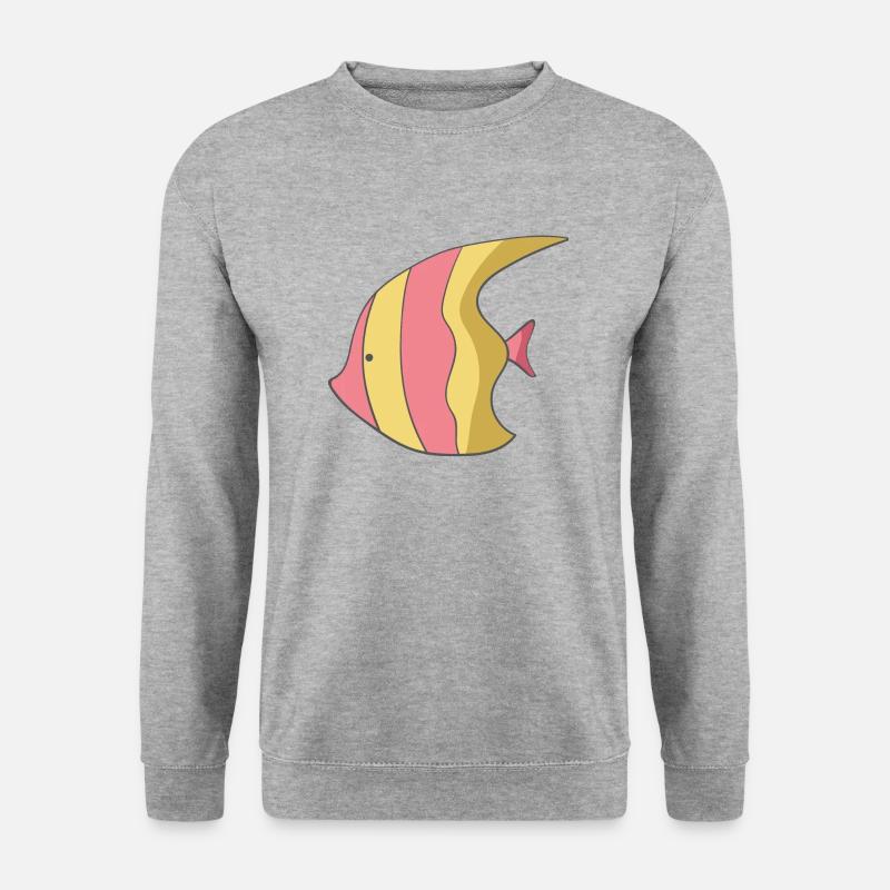 Fisch gestreift - Unisex Pullover - Weißgrau meliert