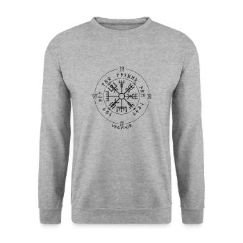 vegvisir - Unisex Pullover - Weißgrau meliert - Vorne - Alina (178cm) & Michal (187cm)