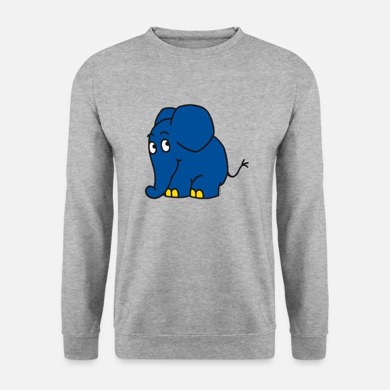 Der Elefant - stehend - Unisex Pullover - Weißgrau meliert