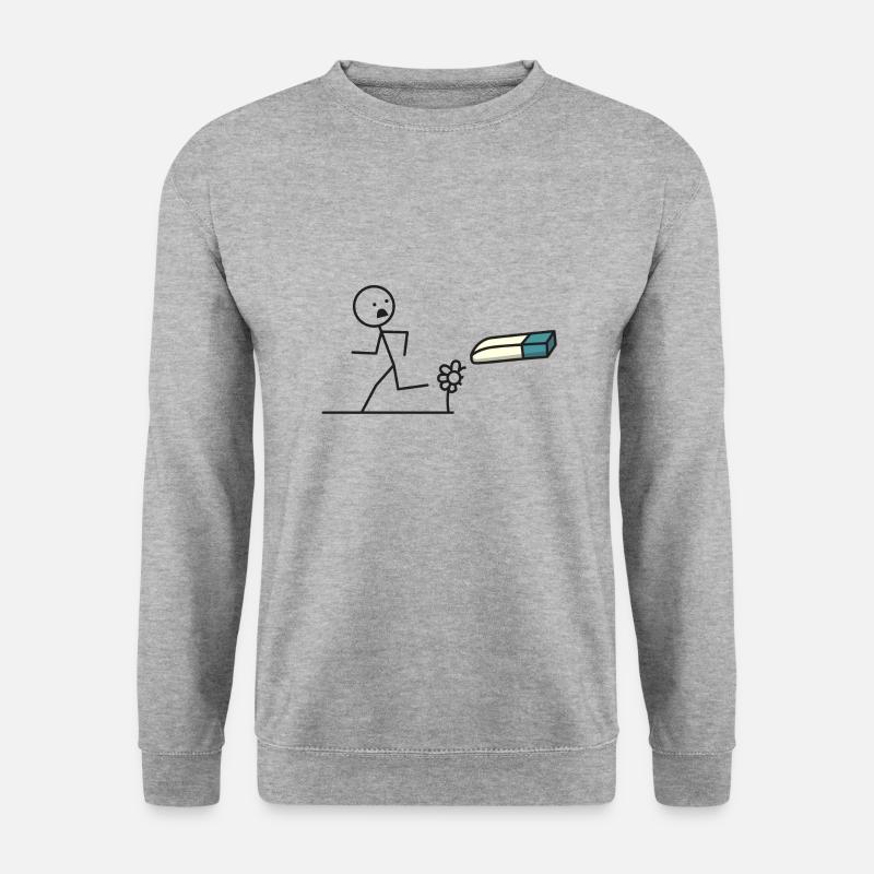 Strichmännchen Radiergummi - Unisex Pullover - Weißgrau meliert