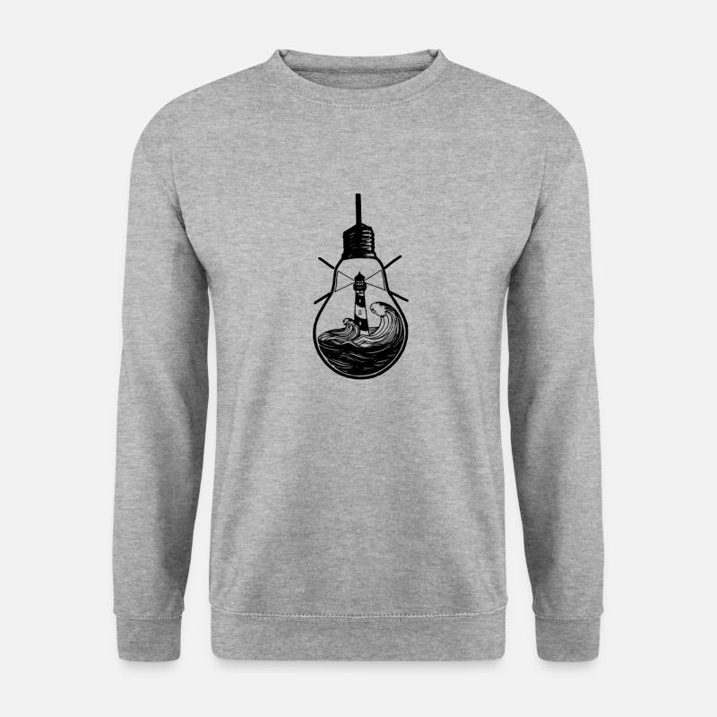 Leuchtturm in der Gluehbirne - Unisex Pullover - Weißgrau meliert