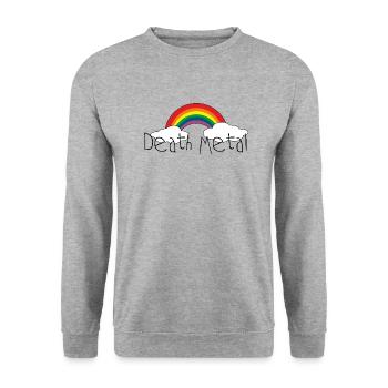Death Metal Regenbogen Musik Geschenk Idee - Unisex Pullover - Weißgrau meliert - Vorne - Alina (178cm) & Michal (187cm)