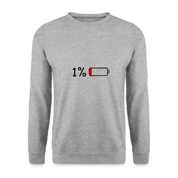 1% Akku. - Unisex Pullover - Weißgrau meliert - Vorne - Alina (178cm) & Michal (187cm)