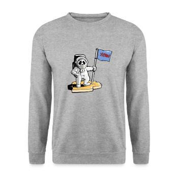 Panda Cosmonaut - Unisex Sweatshirt - salt & pepper - Front - Alina (178cm) & Michal (187cm)