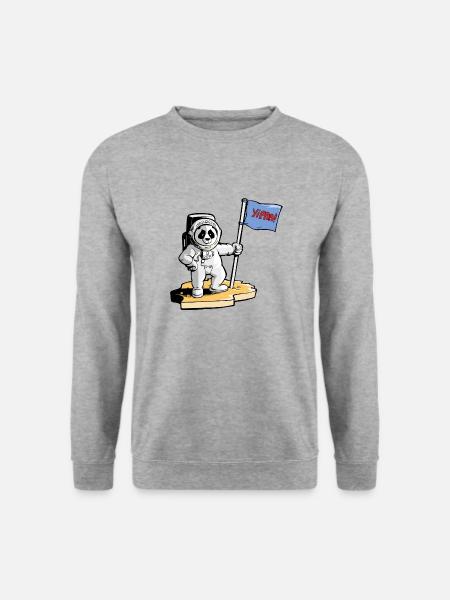 Panda Kosmonaut - Unisex Pullover - Weißgrau meliert