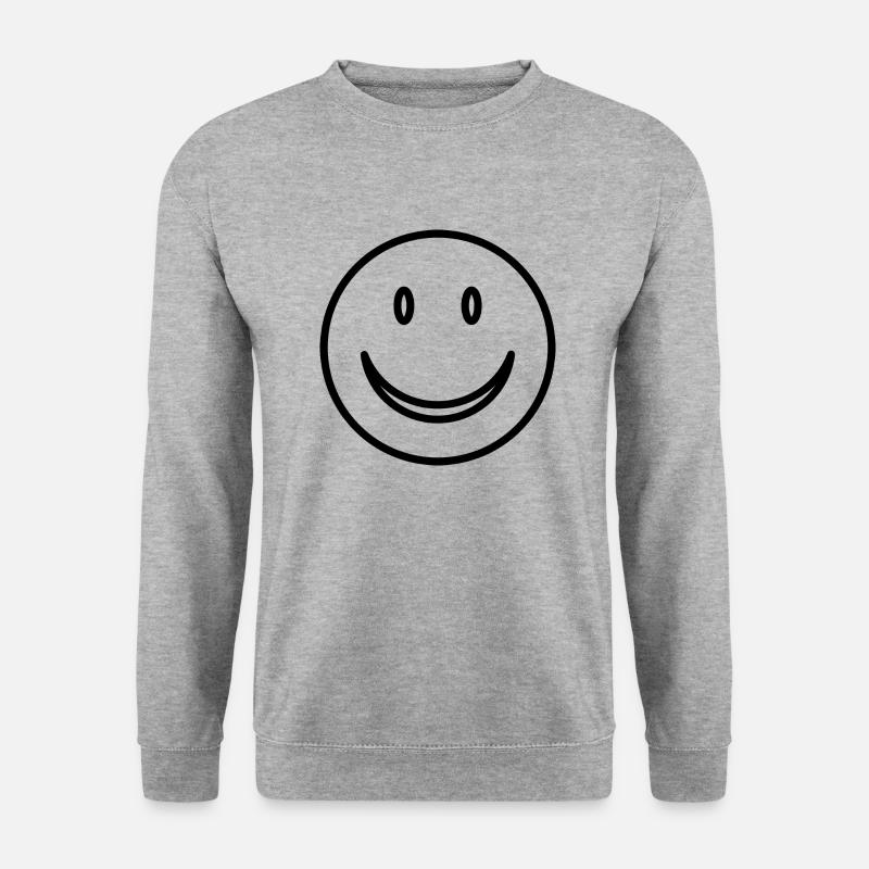 Smiley - Lachendes Gesicht - Unisex Pullover - Weißgrau meliert