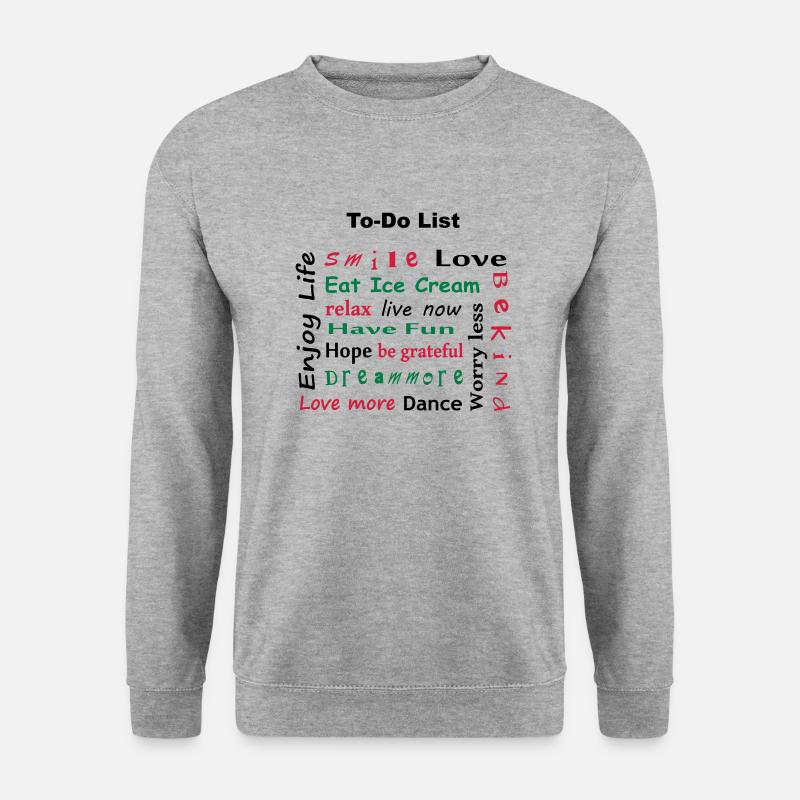 To Do List - enjoy life - Unisex Pullover - Weißgrau meliert