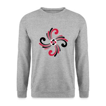 Croix du pays Basque - Sweat-shirt Unisexe - gris chiné - Devant - Alina (178cm) & Michal (187cm)