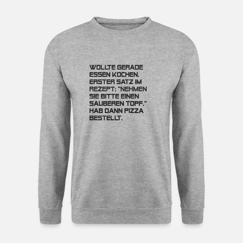 Lustig Spruch Kochen Leben - Unisex Pullover - Weißgrau meliert