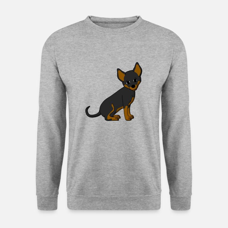 Chihuahua schwarz - Unisex Pullover - Weißgrau meliert