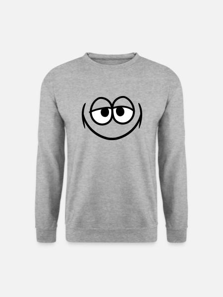 cool grinsen laecheln froh augen mund gesicht lust - Unisex Pullover - Weißgrau meliert