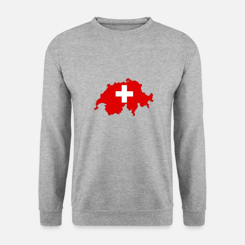 Flagge der Schweiz und Karte der Schweiz - Unisex Pullover - Weißgrau meliert
